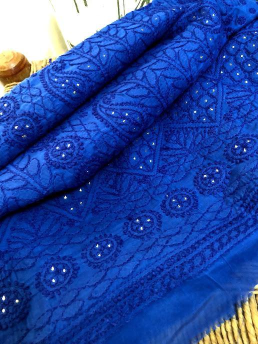 Cotton Mukaish Chikankari Kurti Fabric - Dress365days