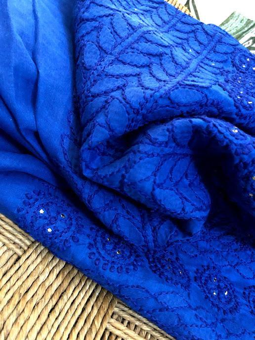 Cotton Mukaish Chikankari Kurti Fabric - Dress365days