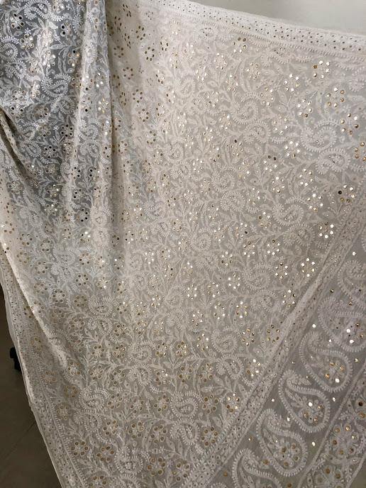Mukaish Lucknowi Chikankari Dupatta - Dress365days