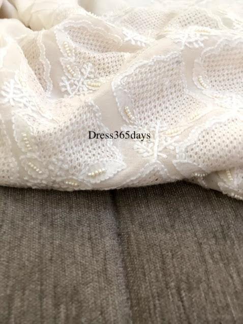 Ivory Hand Jaali & Pearls Lucknowi Chikankari Suit - Dress365days