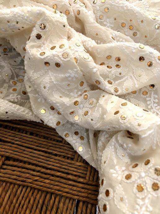 Mukaish Lucknowi Chikankari Dupatta - Dress365days