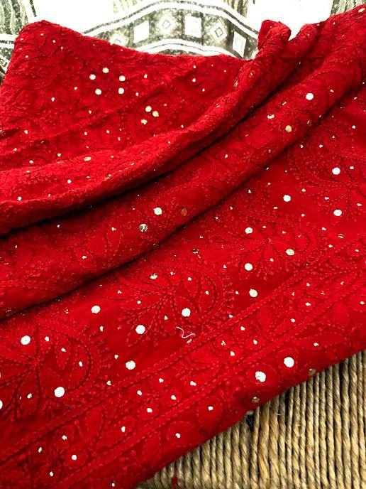 Mukaish Lucknow Chikankari Dupatta - Dress365days
