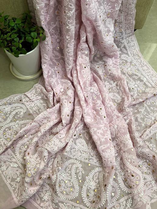 Mukaish Lucknowi Chikankari Dupatta - Dress365days