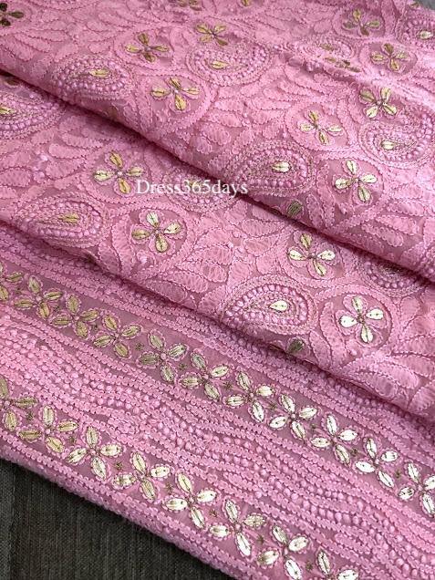 Pink Gota Patti Lucknowi Chikankari Suit - Dress365days