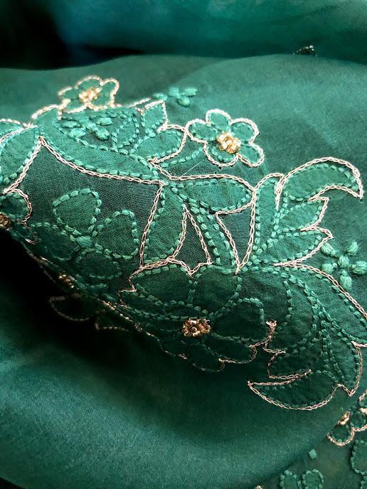 Organza Beads and Mukaish Chikankari Suit - Dress365days
