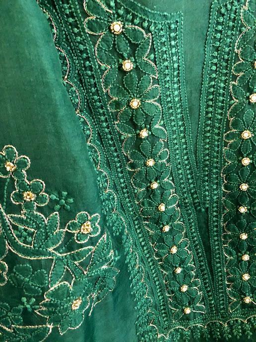 Organza Beads and Mukaish Chikankari Suit - Dress365days
