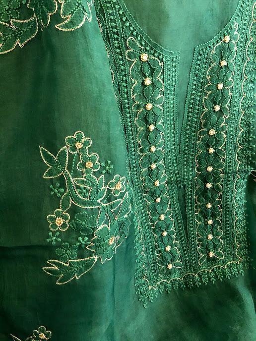 Organza Beads and Mukaish Chikankari Suit - Dress365days