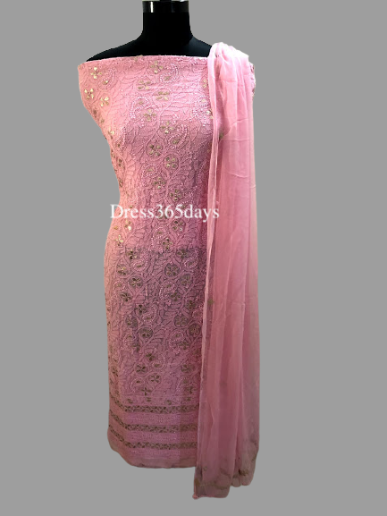 Pink Gota Patti Lucknowi Chikankari Suit - Dress365days