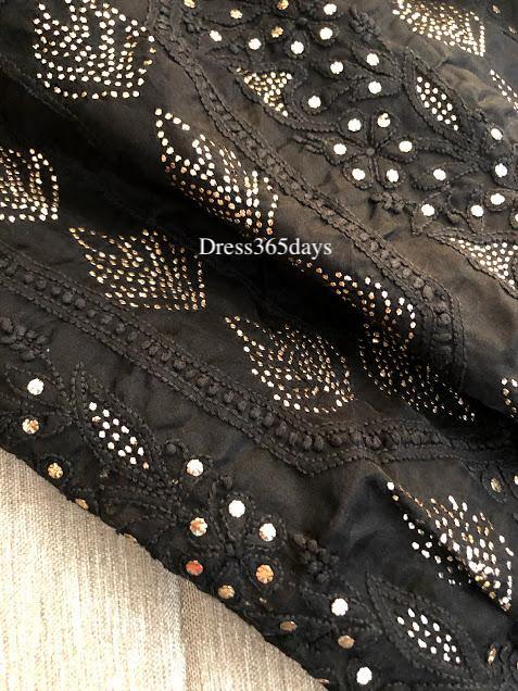 Black Organza Mukaish Chikankari Suit - Dress365days