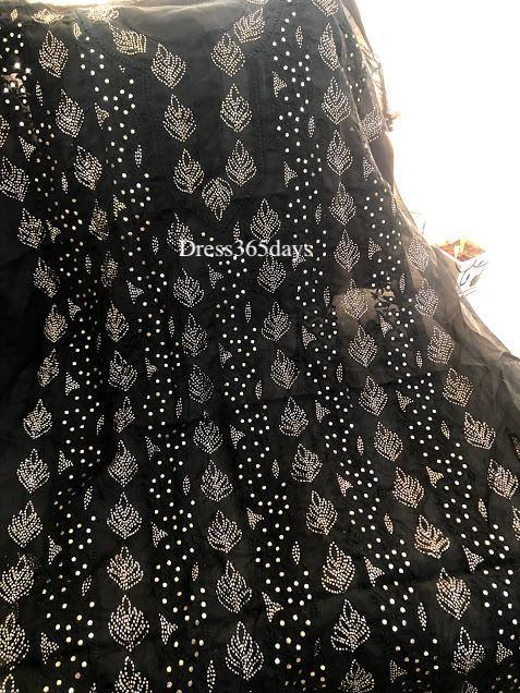 Black Organza Mukaish Chikankari Suit - Dress365days