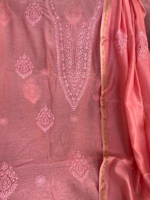 Fine Chanderi Mukaish Chikankari Suit - Dress365days