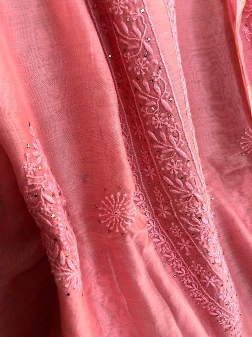 Fine Chanderi Mukaish Chikankari Suit - Dress365days
