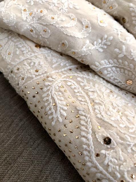 Mukaish and Chikankari Hand Embroidered Lehenga Set - Dress365days