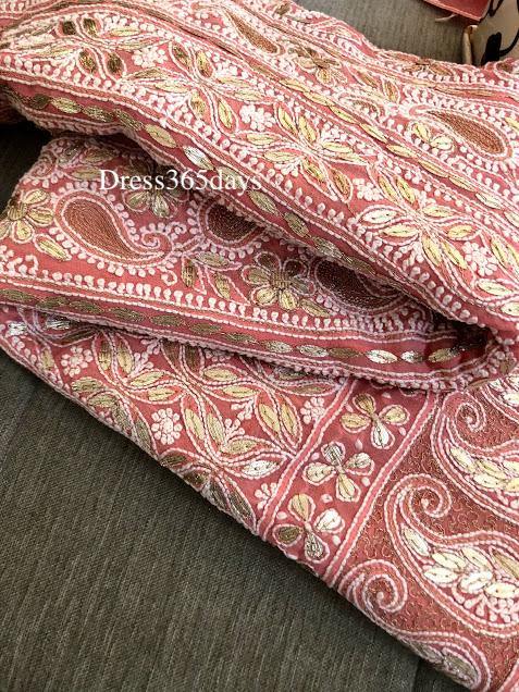 Peach Gota Patti Chikankari Anarkali Suit - Dress365days