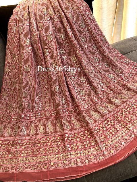 Peach Gota Patti Chikankari Anarkali Suit - Dress365days