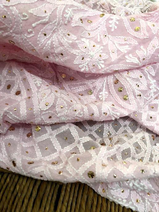 Pure Georgette Mukaish  Chikankari Dupatta - Dress365days