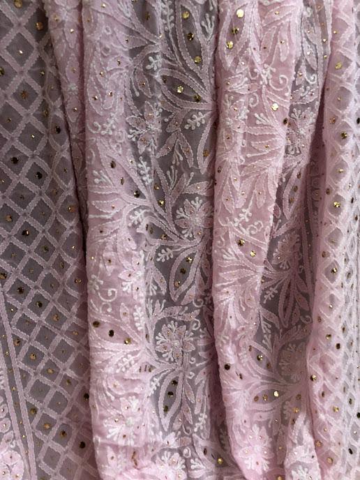Pure Georgette Mukaish  Chikankari Dupatta - Dress365days