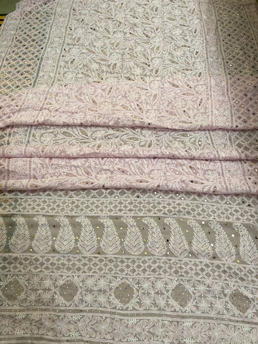 Pure Georgette Mukaish  Chikankari Dupatta - Dress365days