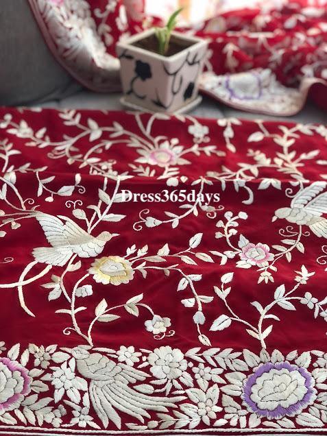 Red Parsi Gara suit 