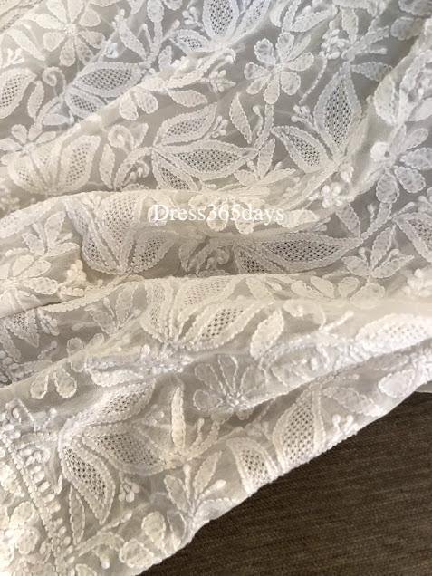 Ivory hand Jaali Chikankari Suit - Dress365days