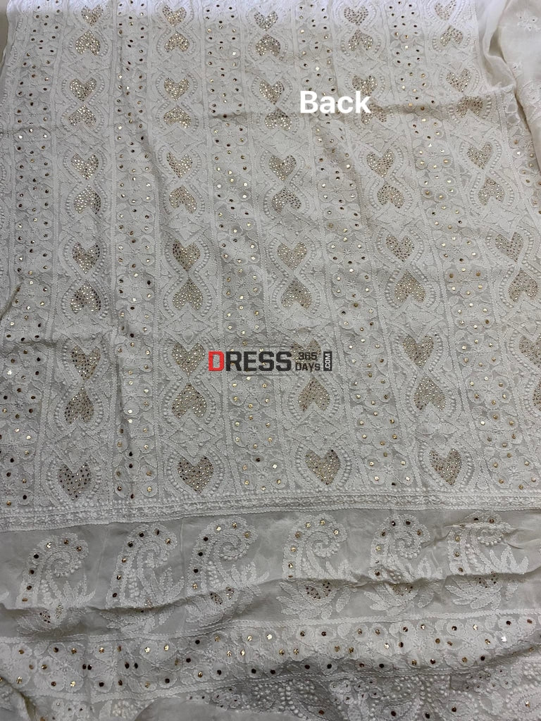 All Over Front And Back Chikankari Mukaish Kurta Dupatta Suits