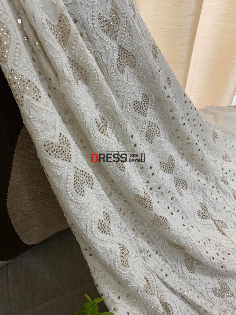 All Over Front And Back Chikankari Mukaish Kurta Dupatta Suits