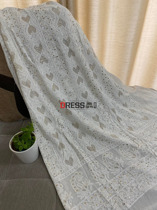 All Over Front And Back Chikankari Mukaish Kurta Dupatta Suits