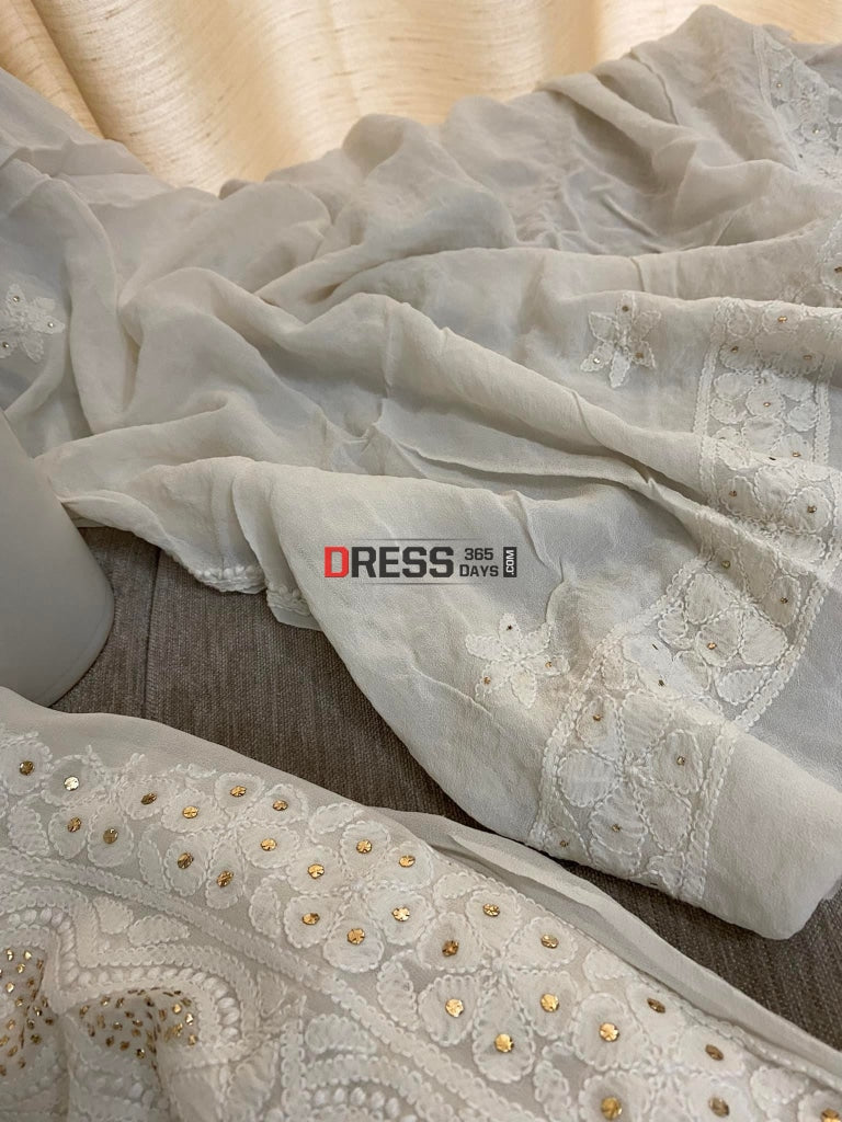 All Over Front And Back Chikankari Mukaish Kurta Dupatta Suits