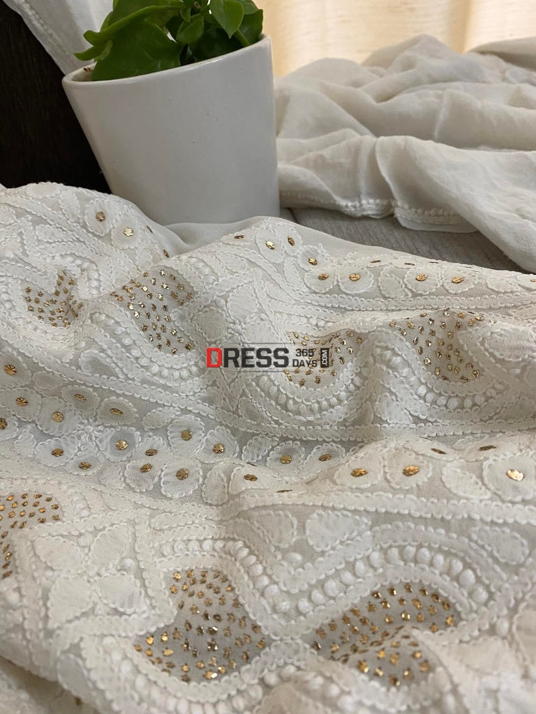 All Over Front And Back Chikankari Mukaish Kurta Dupatta Suits