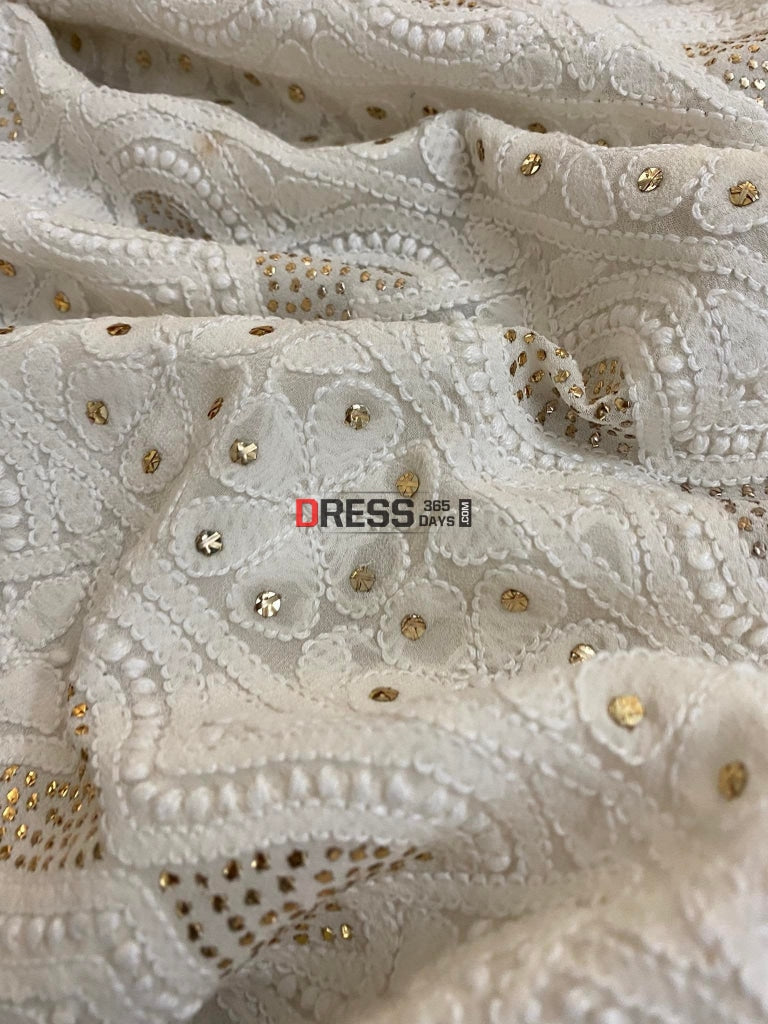 All Over Front And Back Chikankari Mukaish Kurta Dupatta Suits