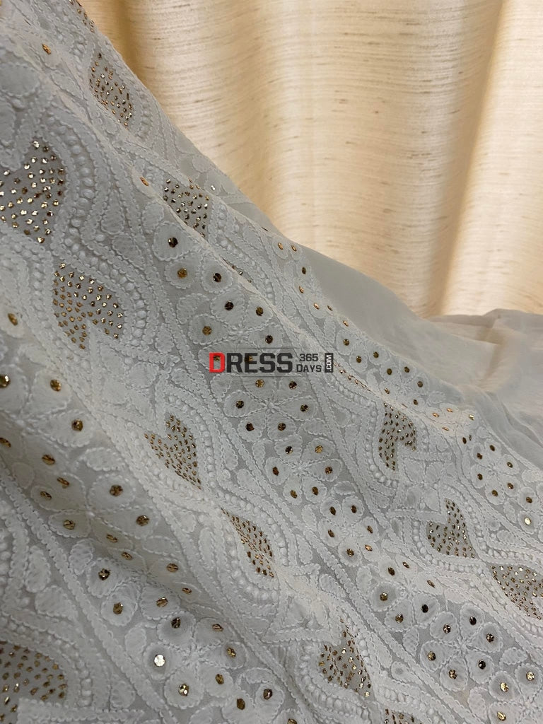 All Over Front And Back Chikankari Mukaish Kurta Dupatta Suits