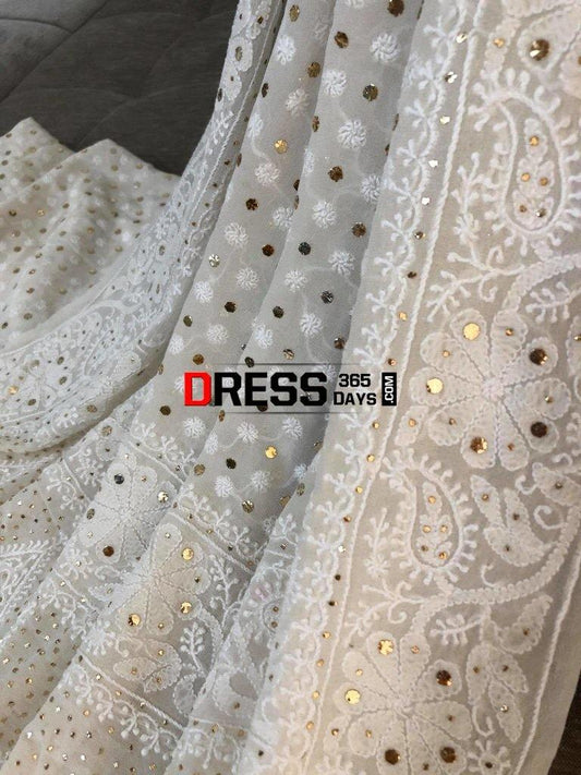 All Over Front And Back Chikankari Suit With Embroidered Dupatta Suits