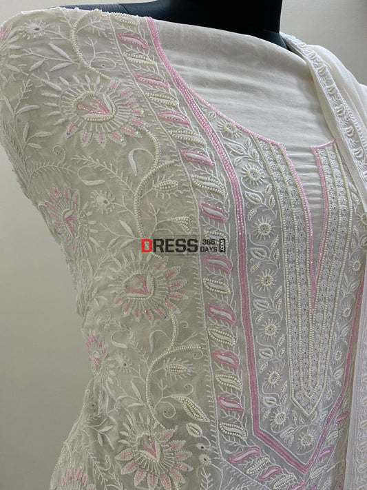 All Over Front Back Fine Chikankari Pearl Suit Suits