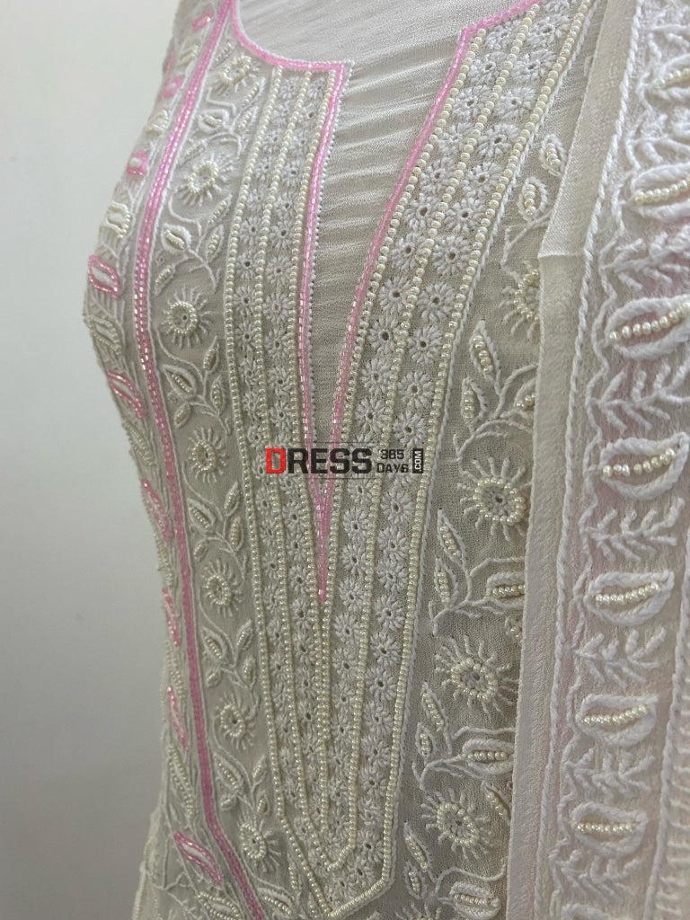 All Over Front Back Fine Chikankari Pearl Suit Suits
