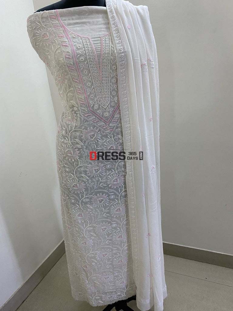 All Over Front Back Fine Chikankari Pearl Suit Suits