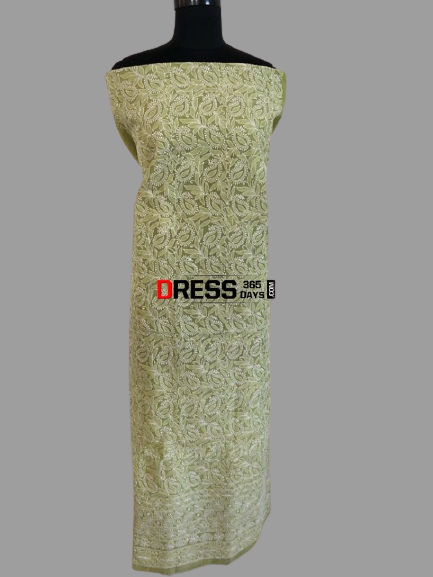 All Over Jaal Work Chanderi Chikankari Kurti Fabric - Dress365days