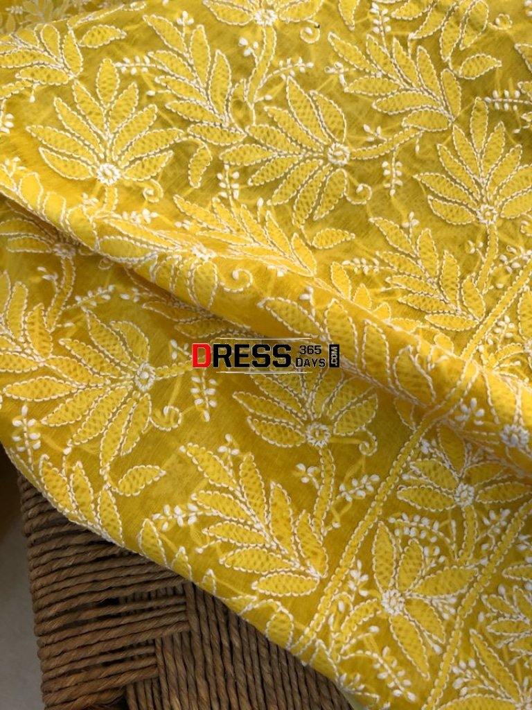 All Over Jaal Work Chanderi Chikankari Kurti Fabric