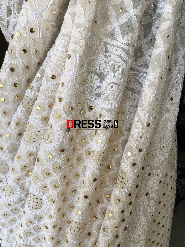 All Over Jaal Work Lucknowi Chikankari Mukaish Saree