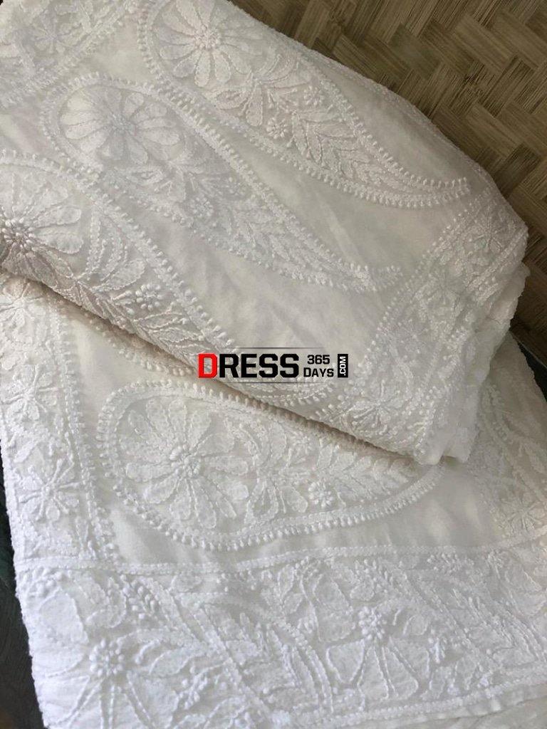 All Over Work Lucknow Chikan Saree Chikankari