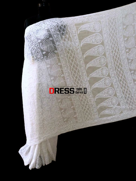 All Over Work Lucknow Chikan Saree - Dress365days