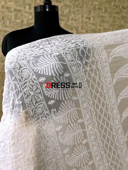 All Over Work Lucknow Chikan Saree Chikankari