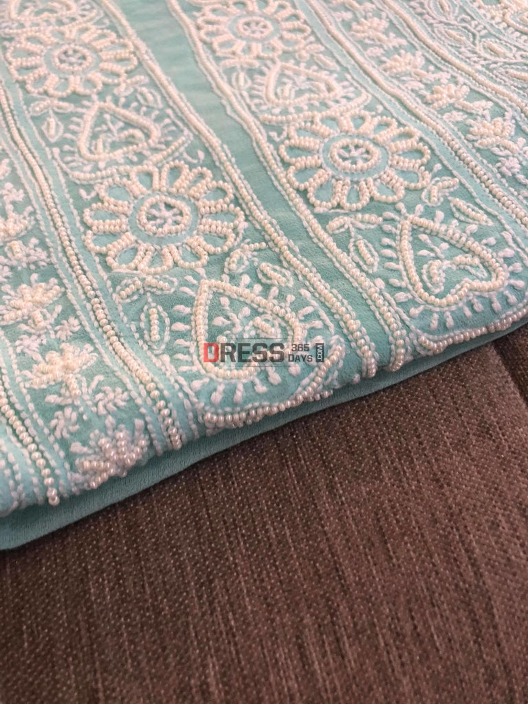 Aqua Green Pearl Chikankari Suit Suits