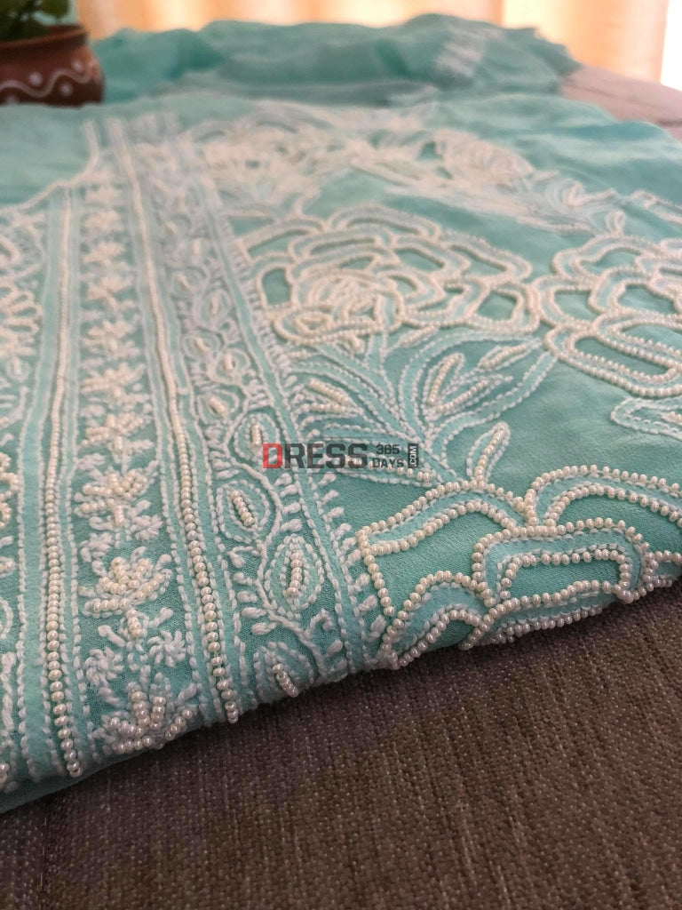 Aqua Green Pearl Chikankari Suit Suits