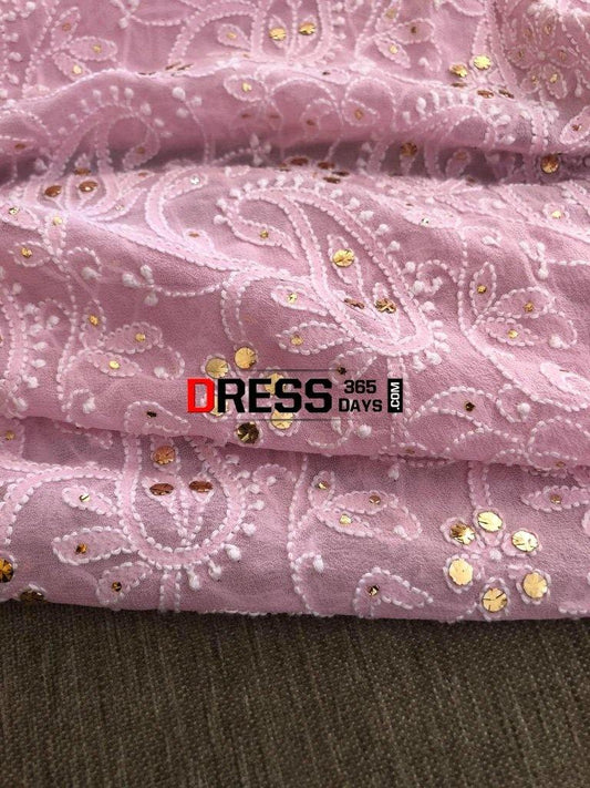 Baby Pink Kamdani Chikankari Dupatta