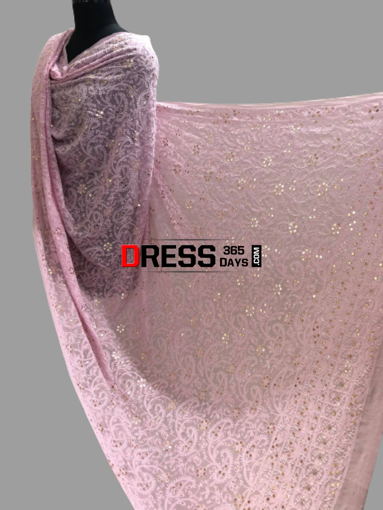Baby Pink Kamdani Chikankari Dupatta