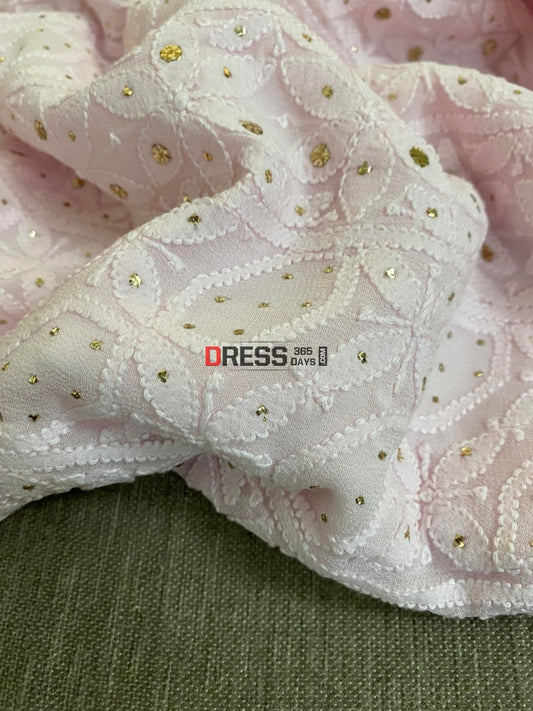 Baby Pink Mukaish Chikankari Kurta Dupatta Suits