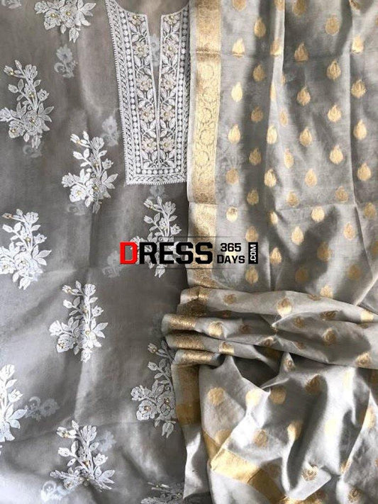 Beads And Mukaish Chikankari Suit Suits