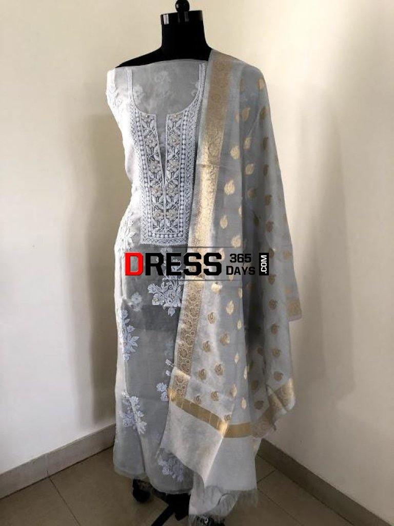 Beads And Mukaish Chikankari Suit Suits