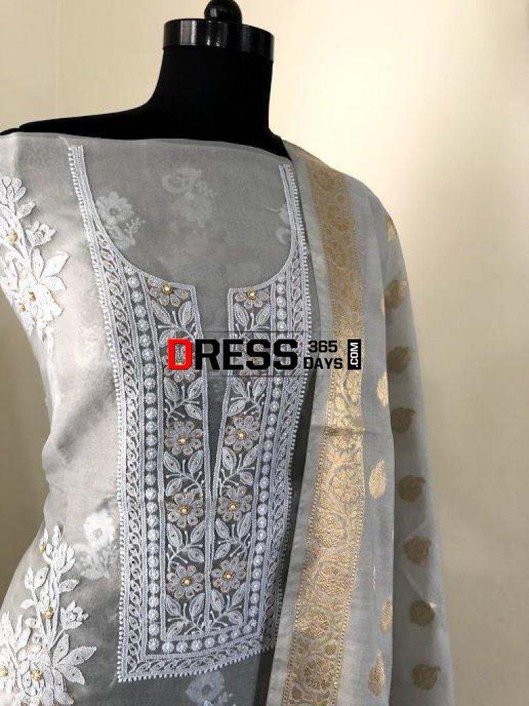 Beads And Mukaish Chikankari Suit Suits