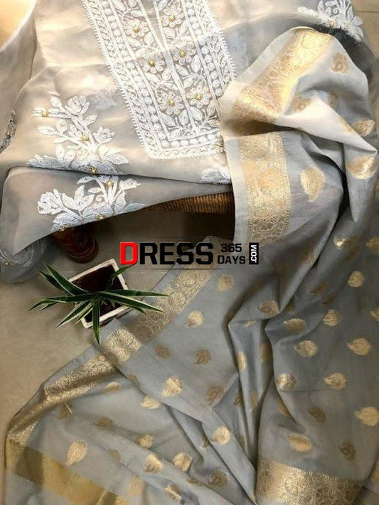 Beads And Mukaish Chikankari Suit Suits